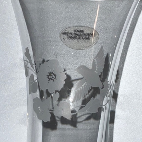 Avon Over 24% Lead Crystal Etched Bud Vase Set of Two Made in France Vintage - Picture 7 of 11